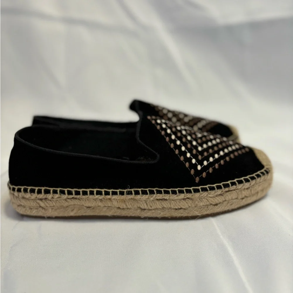 Jack Rogers Luna Suede Embroidered Detail Slip On Espadrilles Women Size 9.5